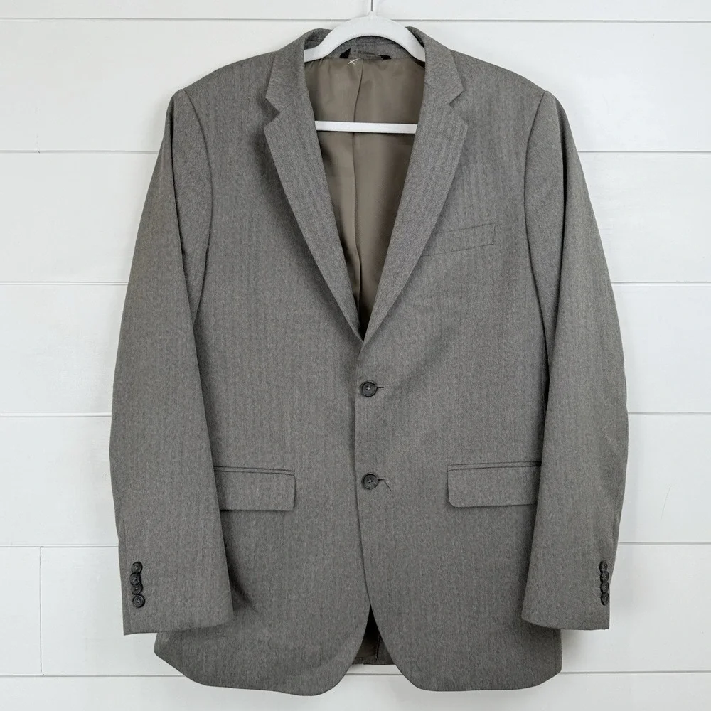 BANANA REPUBLIC TAILORED SLIM FIT HERRINGBONE MUSHROOM BLAZER Men 42R